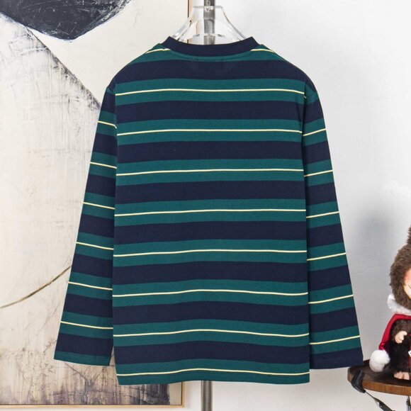 Miu Miu Navy Green Striped Long Sleeve Top | Authentic New - Picture 2 of 7